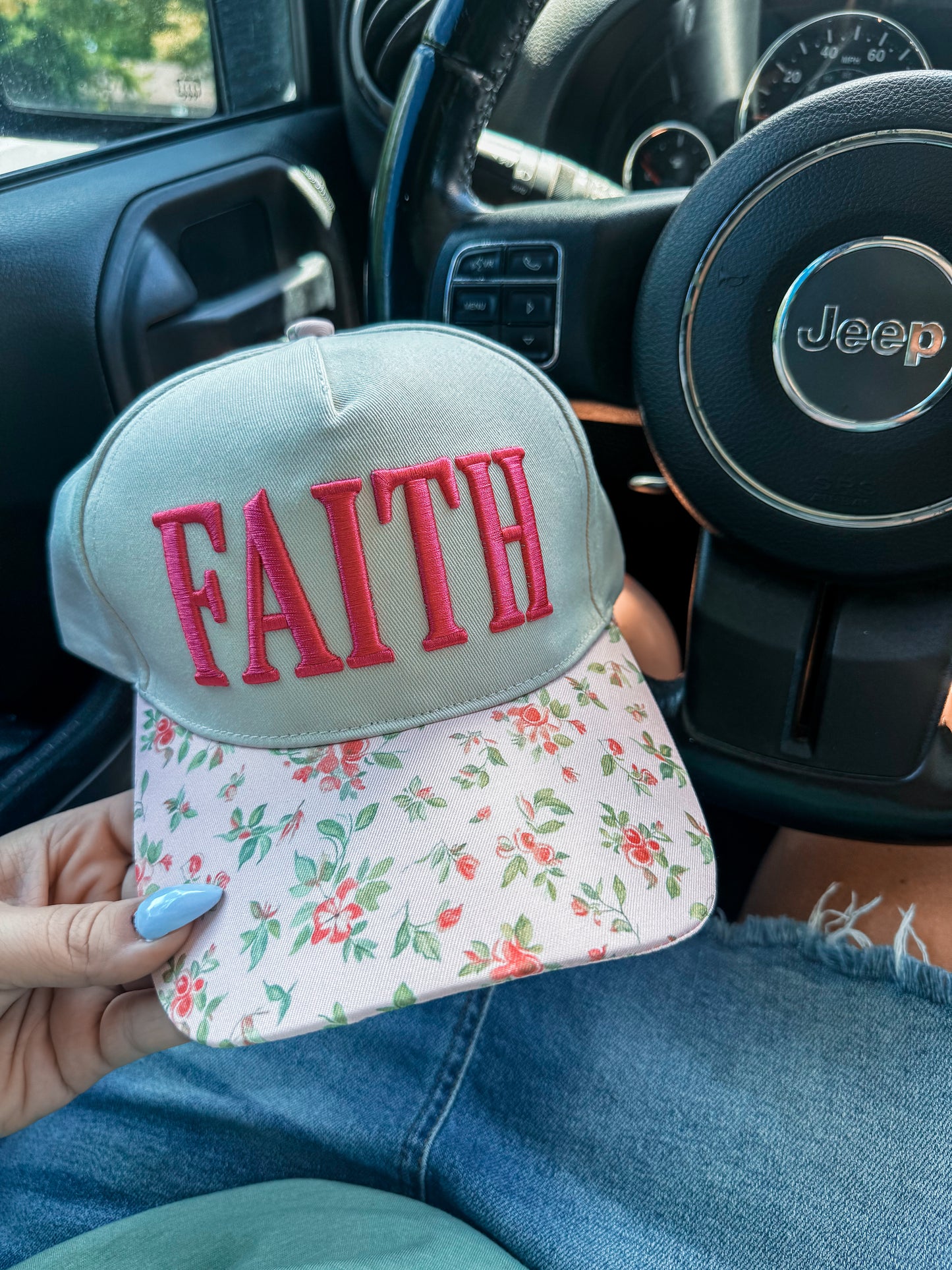 Faith Floral Trucker Hat