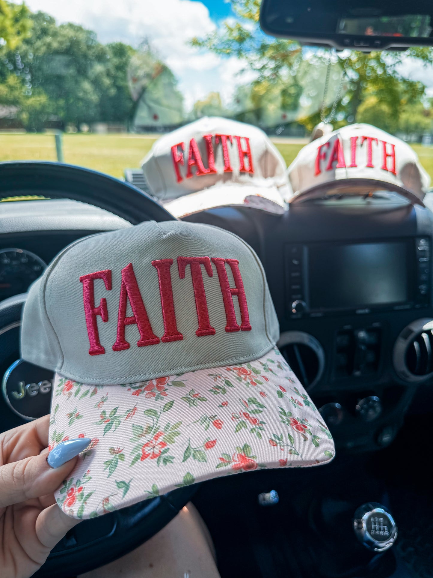Faith Floral Trucker Hat