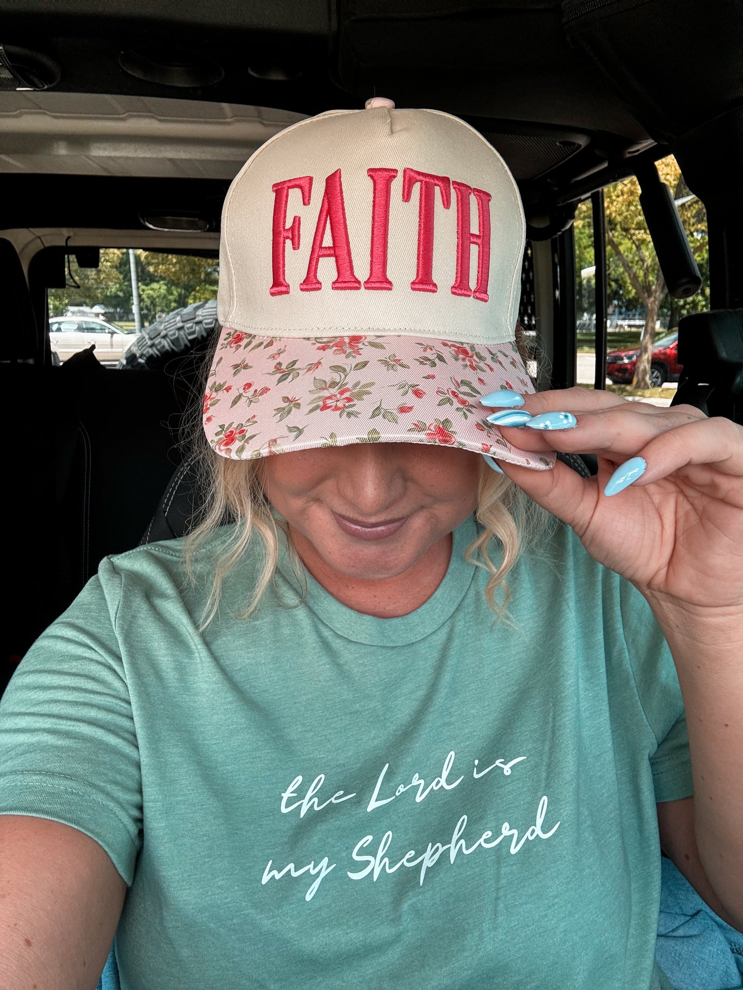 Faith Floral Trucker Hat