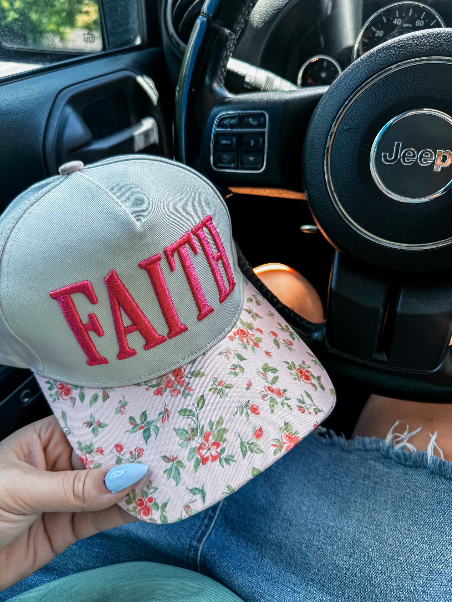 Faith Floral Trucker Hat